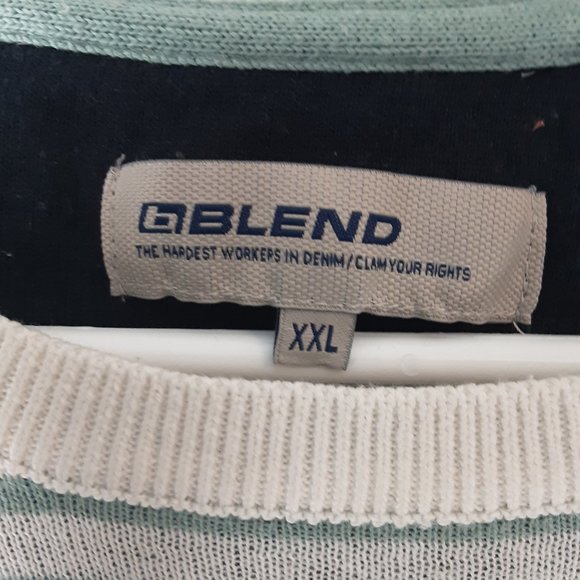 Blend Men's 100% Cotton Lightweight Crewneck Sweater, Striped White, Blue | XXL - Picture 13 of 15